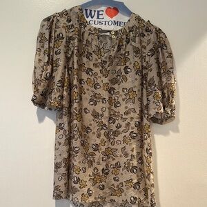 Current Air Cream Tan Puff Sleeve Blouse